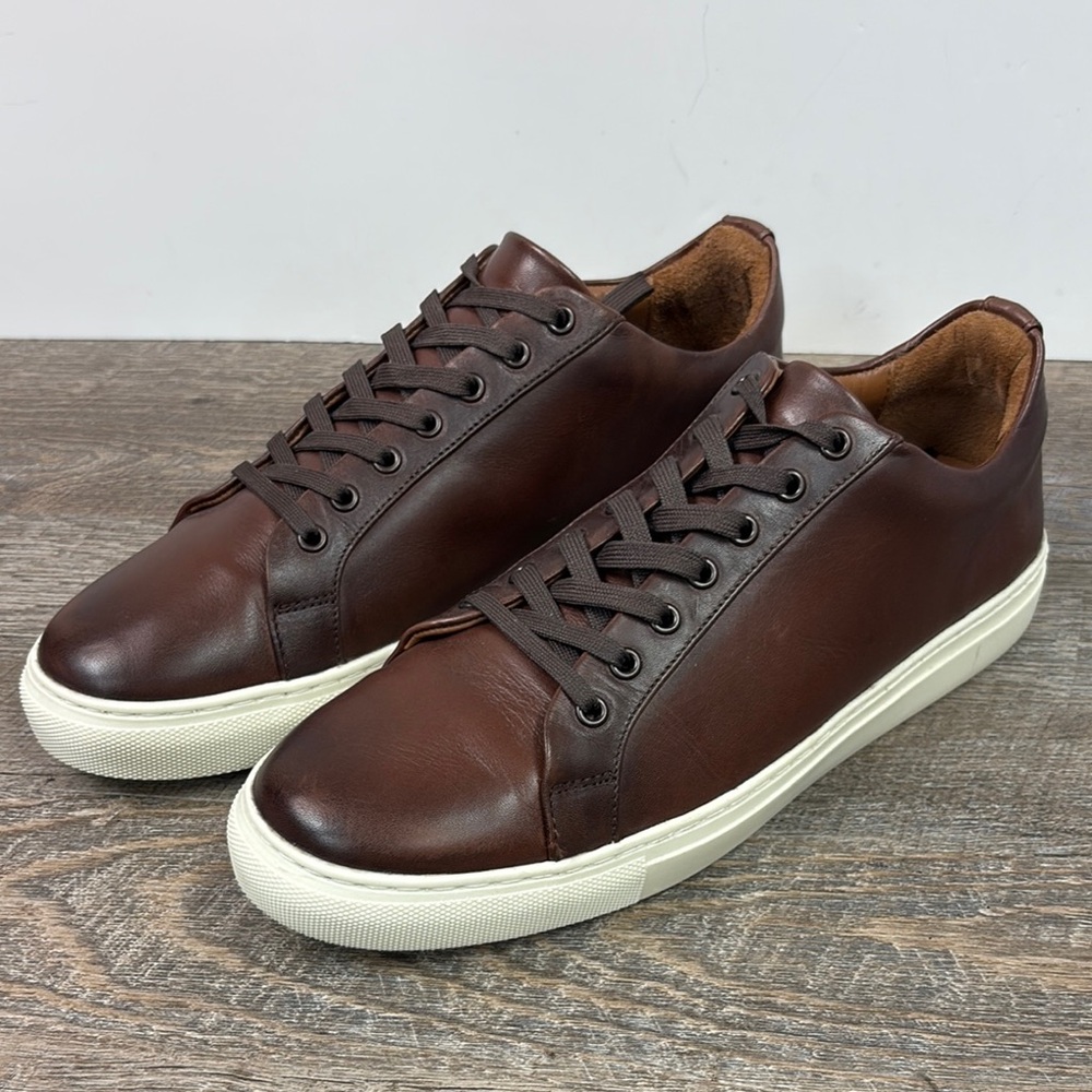 Thursday Boot Company Dark Brown Leather Low-Top Sneakers with White Sole
